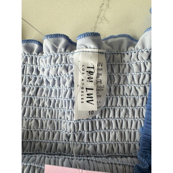 NWT Tru Luv Blue Smocked Cropped Top Size 10 - Picture 8 of 8